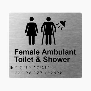 Female Ambulant Toilet & Shower Braille Sign 200x180mm SSS #