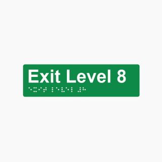 Exit Level 8 Braille Sign 180x50mm GRN #