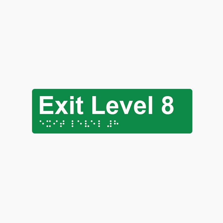 Exit Level 8 Braille Sign 180x50mm GRN #