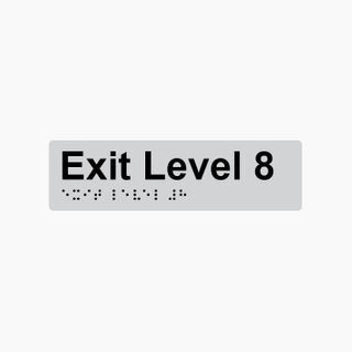 Exit Level 8 Braille Sign 180x50mm SLV #
