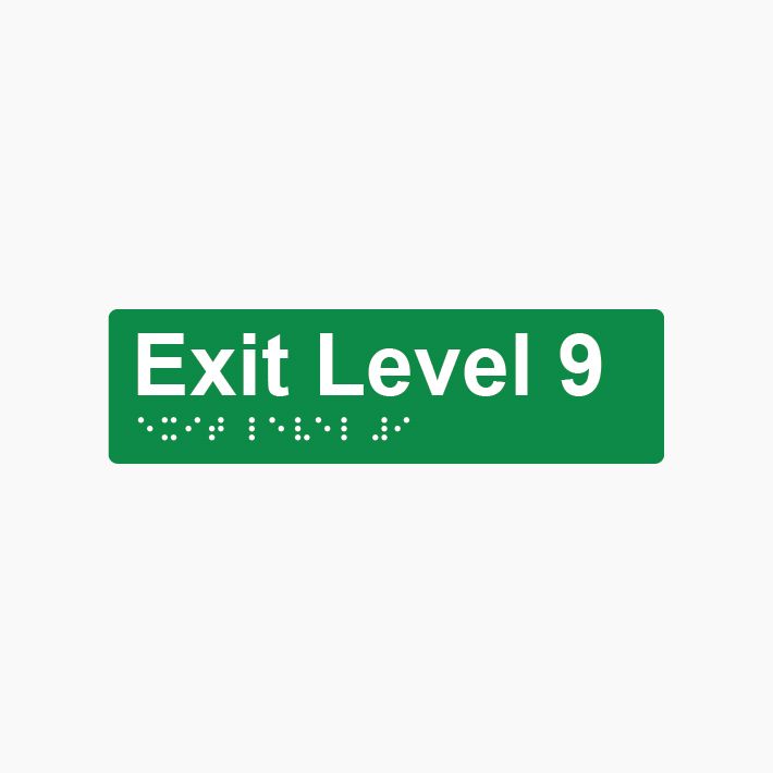 Exit Level 9 Braille Sign 180x50mm GRN #