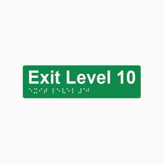 Exit Level 10 Braille Sign 180x50mm GRN #