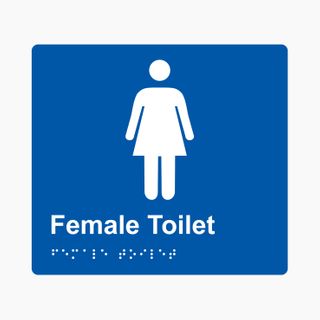 Female Toilet Braille Sign 200x180mm BLU