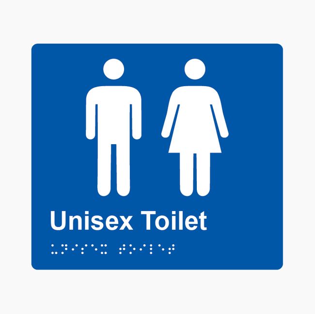 Unisex Toilet Braille Sign 200x180mm BLU