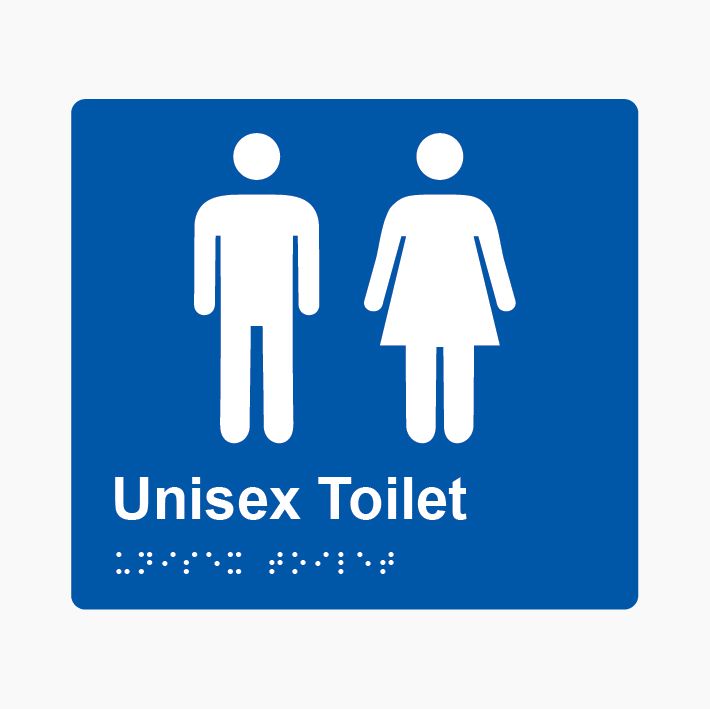 Unisex Toilet Braille Sign 200x180mm BLU