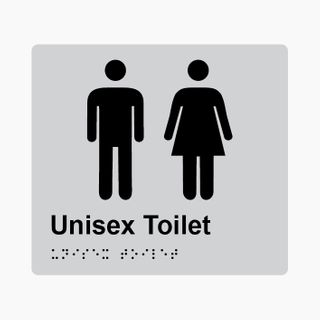 Unisex Toilet Braille Sign 200x180mm SLV