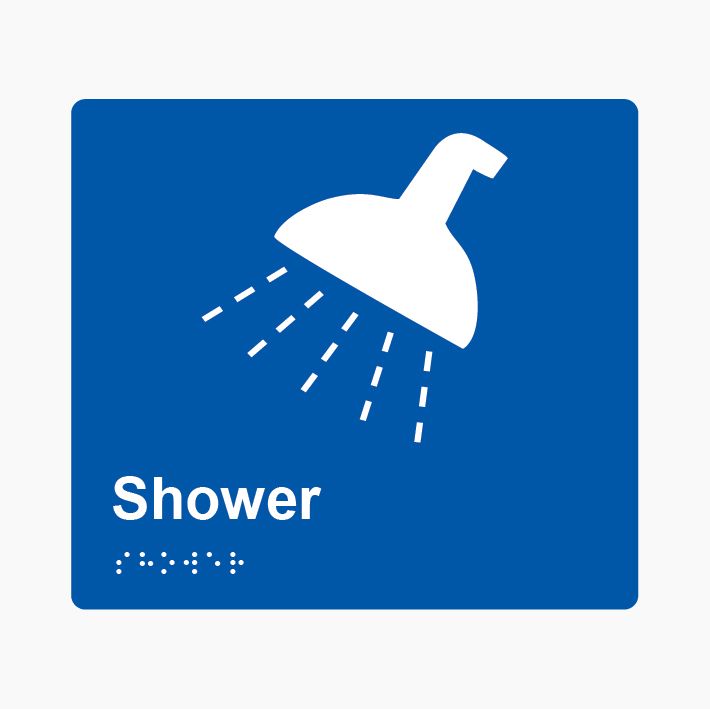 Shower Braille Sign 200x180mm BLU