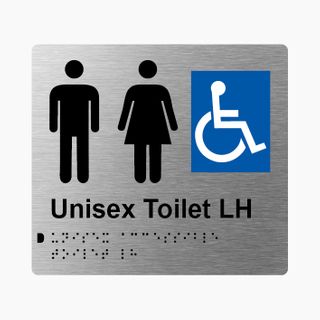 Unisex Accessible Toilet LH Braille Sign 200x180mm SSS #