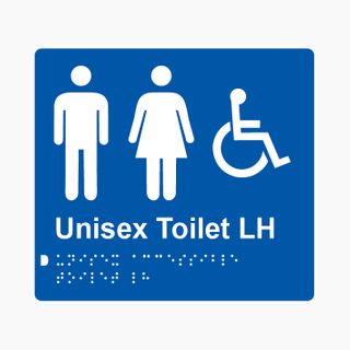 Unisex Accessible Toilet LH Braille Sign 200x180mm BLU