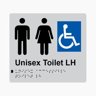 Unisex Accessible Toilet LH Braille Sign 200x180mm SLV