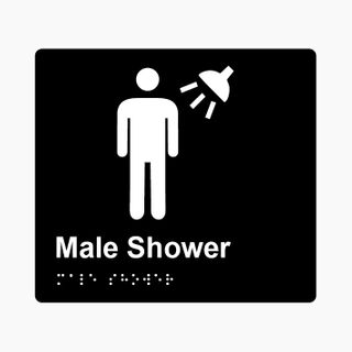 Male Shower Braille Sign 200x180mm BLK #
