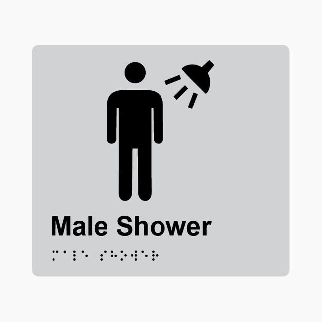 Male Shower Braille Sign 200x180mm SLV #