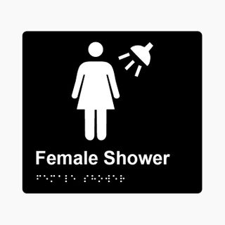 Female Shower Braille Sign 200x180mm BLK #
