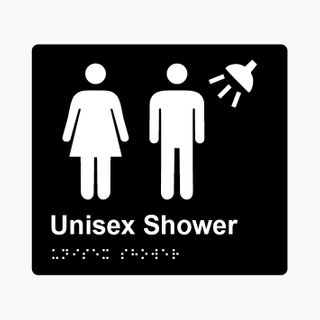 Unisex Shower Braille Sign 200x180mm BLK #
