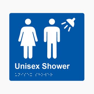 Unisex Shower Braille Sign 200x180mm BLU #
