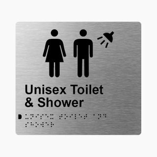 Unisex Toilet & Shower Braille Sign 200x180mm SSS #