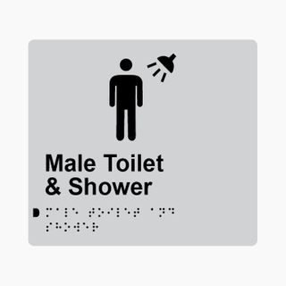 Male Toilet & Shower Braille Sign 200x180mm SLV #