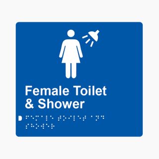 Female Toilet & Shower Braille Sign 200x180mm BLU #