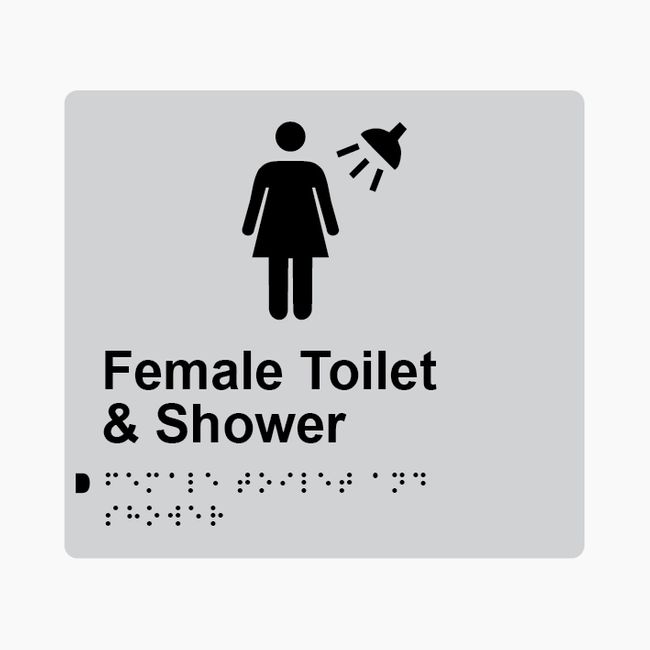 Female Toilet & Shower Braille Sign 200x180mm SLV #