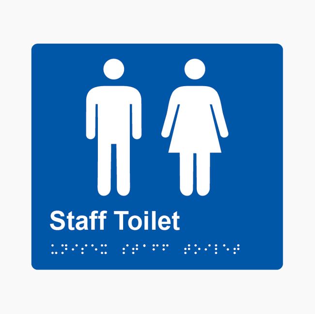 Staff Toilet Braille Sign 200x180mm BLU #