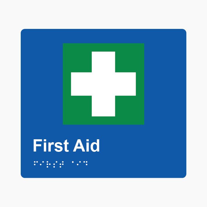 First Aid Braille Sign 200x180mm BLU #