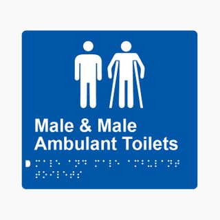 Male & Male Ambulant Toilets Braille Sign 200x180mm BLU