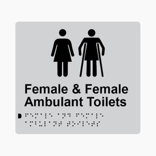 Female & Female Ambulant Toilets Braille Sign 200x180mm SLV