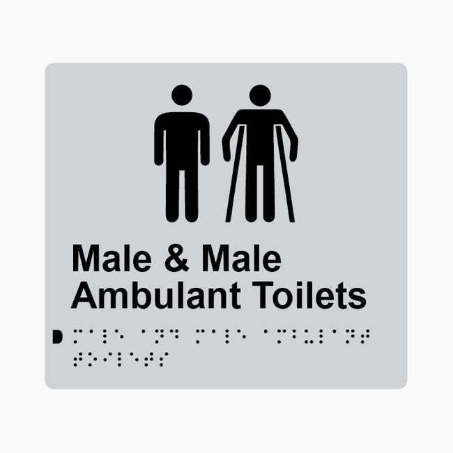 Male & Male Ambulant Toilets Braille Sign 200x180mm SLV