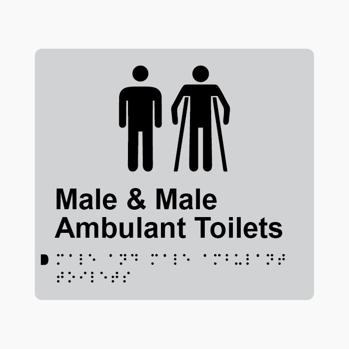 Male & Male Ambulant Toilets Braille Sign 200x180mm SLV