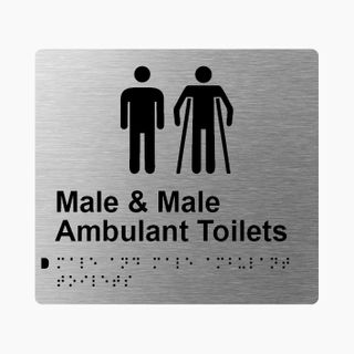 Male & Male Ambulant Toilets Braille Sign 200x180mm SSS #