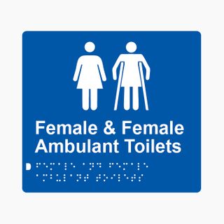 Female & Female Ambulant Toilets Braille Sign 200x180mm BLU