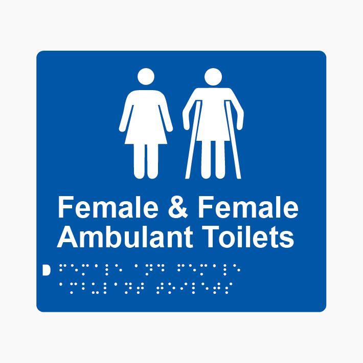 Female & Female Ambulant Toilets Braille Sign 200x180mm BLU