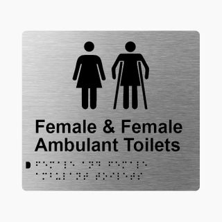Female & Female Ambulant Toilets Braille Sign 200x180mm SSS #