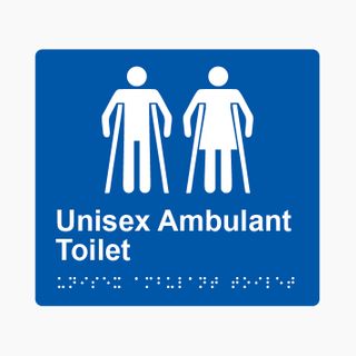 Unisex Ambulant Toilet Braille Sign 200x180mm BLU