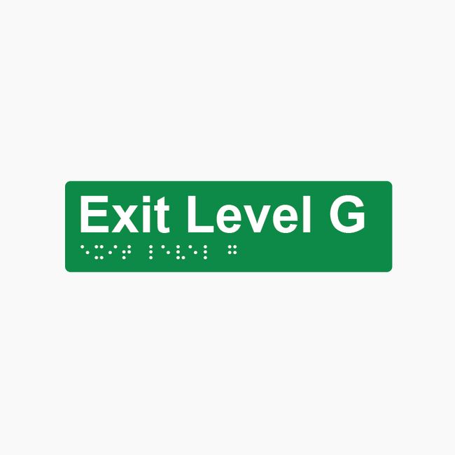 Exit Level G Braille Sign 180x50mm GRN