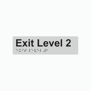 Exit Level 2 Braille Sign 180x50mm SLV #