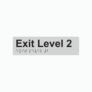 Exit Level 2 Braille Sign 180x50mm SLV #