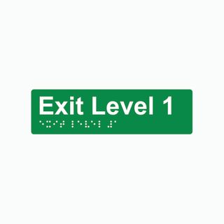 Exit Level 1 Braille Sign 180x50mm GRN #