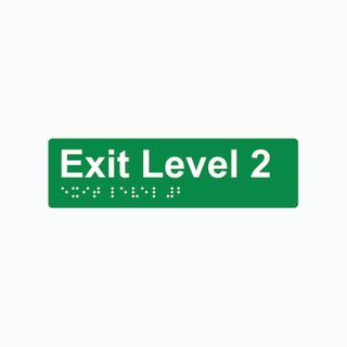 Exit Level 2 Braille Sign 180x50mm GRN #