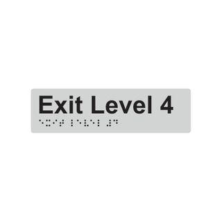 Exit Level 4 Braille Sign 180x50mm SLV #