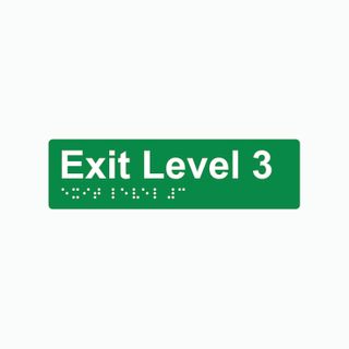 Exit Level 3 Braille Sign 180x50mm GRN #