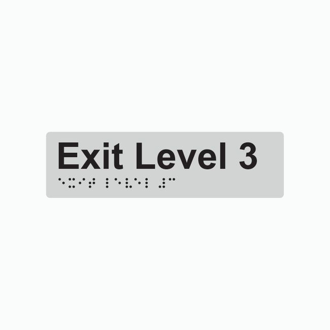 Exit Level 3 Braille Sign 180x50mm SLV #