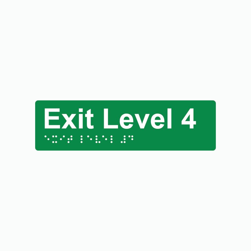 Exit Level 4 Braille Sign 180x50mm GRN #