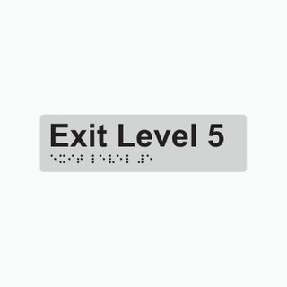 Exit Level 5 Braille Sign 180x50mm SLV #