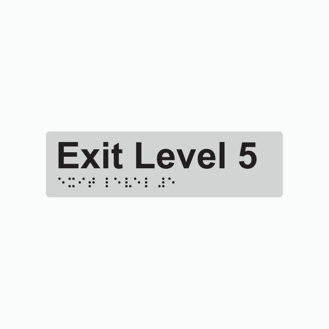 Exit Level 5 Braille Sign 180x50mm SLV #