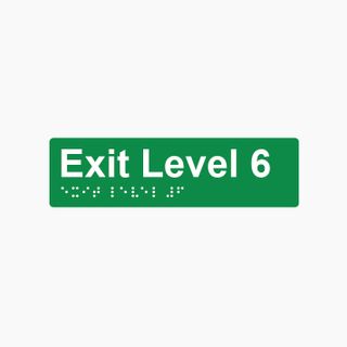 Exit Level 6 Braille Sign 180x50mm GRN #
