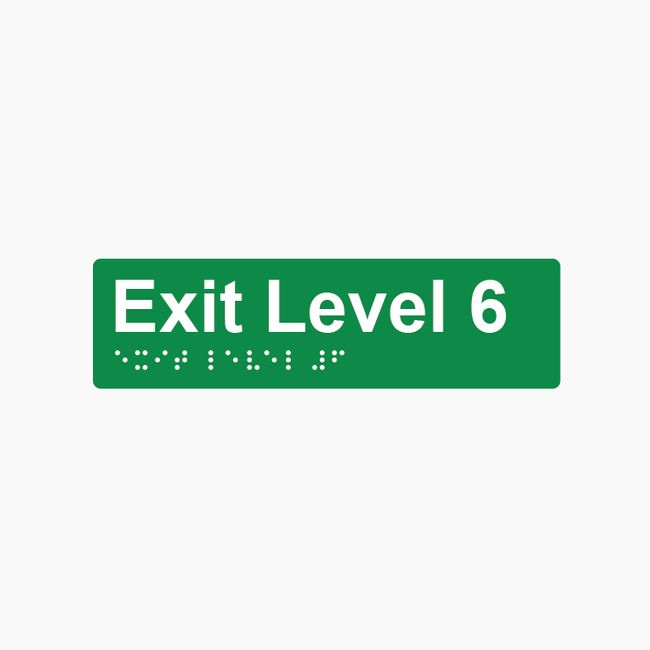 Exit Level 6 Braille Sign 180x50mm GRN #