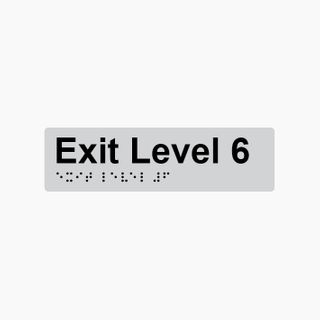 Exit Level 6 Braille Sign 180x50mm SLV #