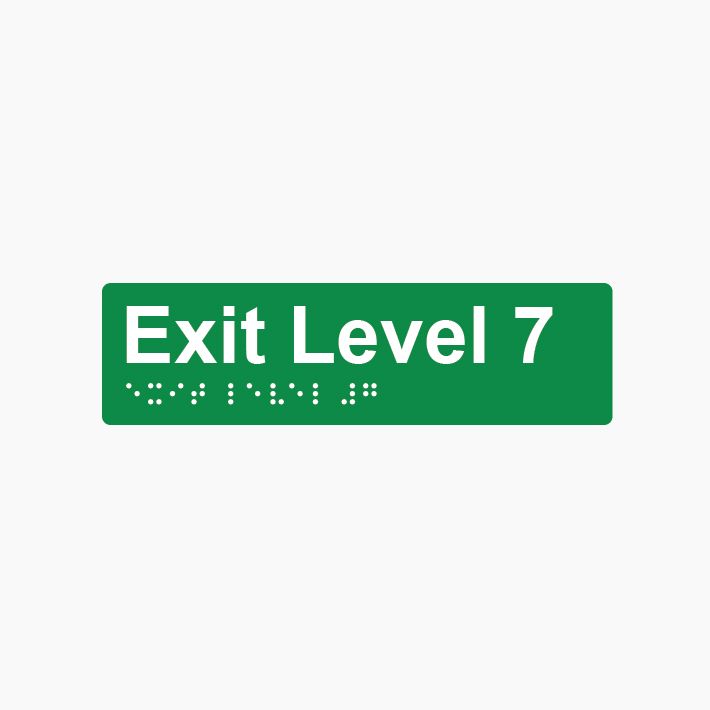 Exit Level 7 Braille Sign 180x50mm GRN #