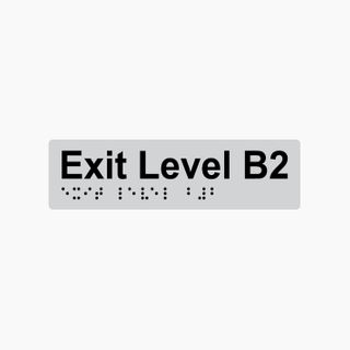 Exit Level B2 Braille Sign 180x50mm SLV #